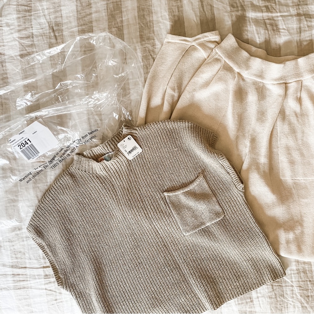 Free People Freya Sweater Set in Oatmeal/Bone, size Small